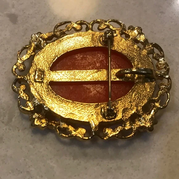 Sarah Cov unique vintage mother & child cameo brooch / pendant - Picture 7 of 10